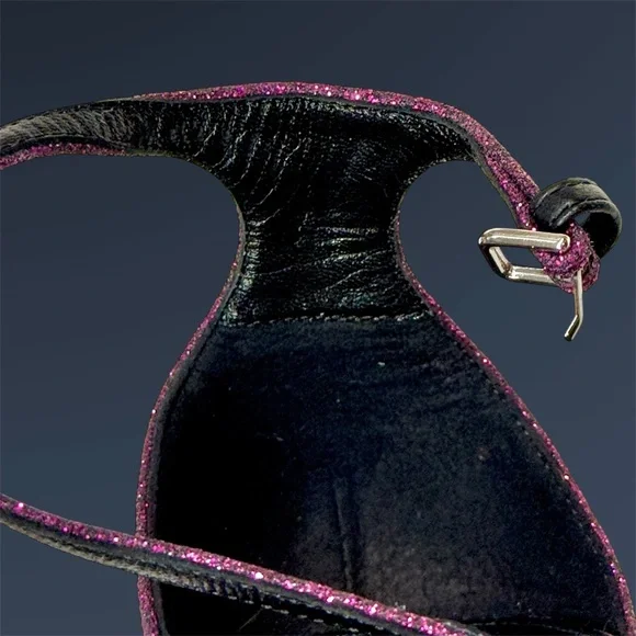 Saint Laurent Paris Women's Glitter Pink Heels - Picture 6 of 9